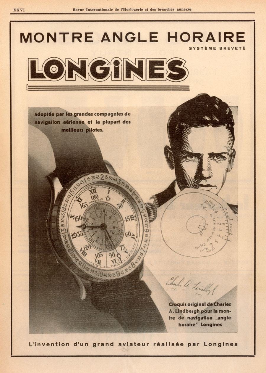 Longines-Anzeige mit Markenbotschafter Lindbergh